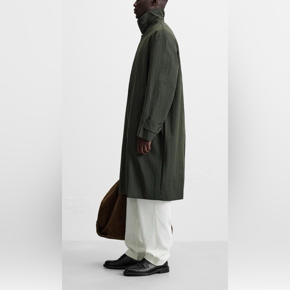 Zara men relaxed fit technical trench coat Khaki NWT - Picture 2 of 7